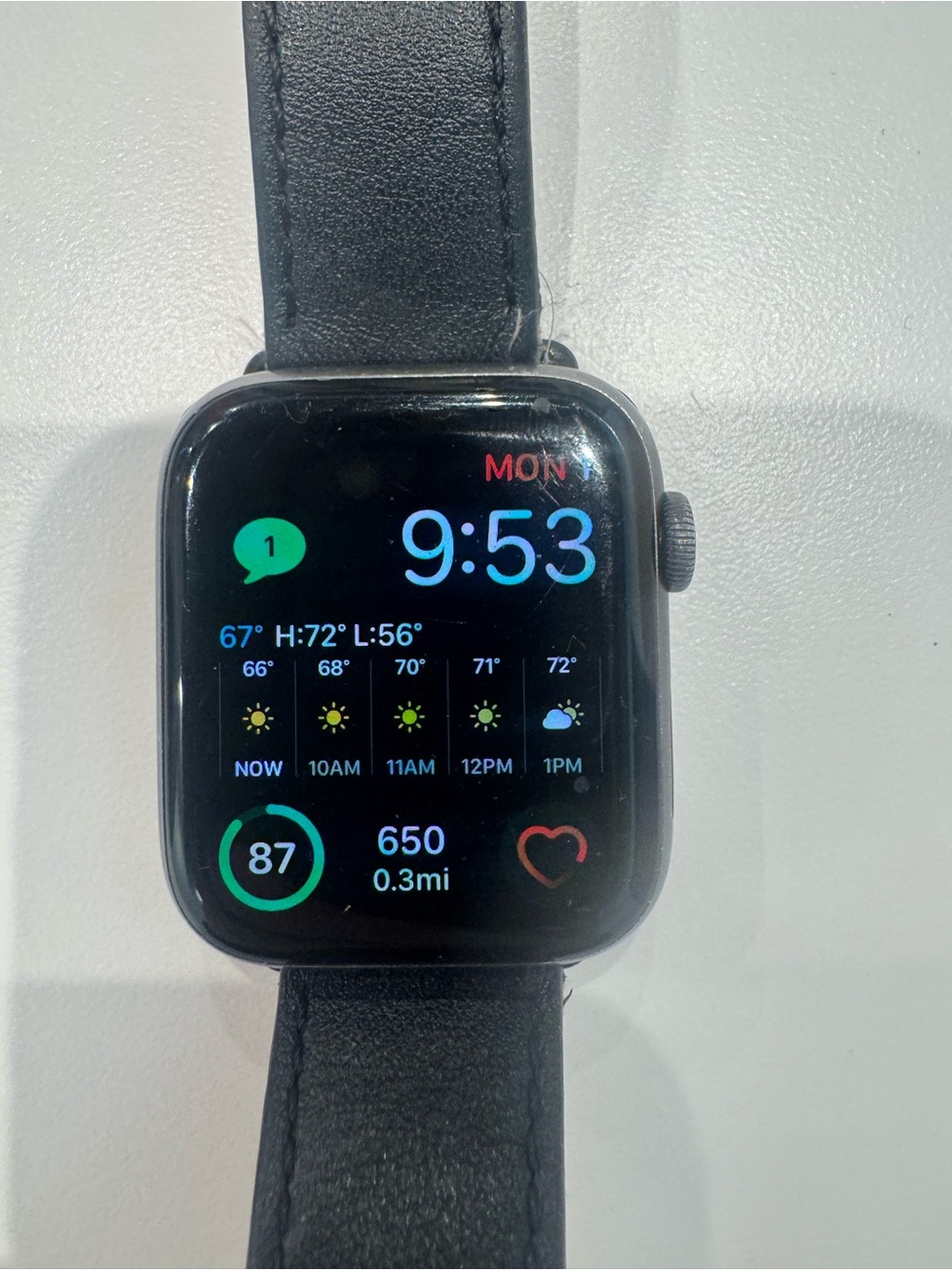 Apple Smartwatch with Black Leather Band as is works great last price down